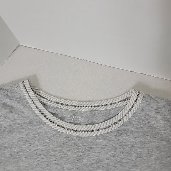 Talbots Women's Gray W Gary White Striped Accent 3/4 Sleeve Tunic Top, XL - Picture 4 of 7